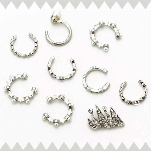 Ear Cuff Rhinestone & Pearl Bohemian Earring 2 Set - Picture 4 of 4